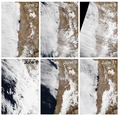 Rain clouds responsible for the rare precipitation in the Atacama Desert in June 2017.